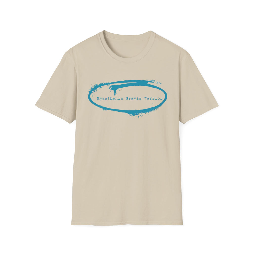 Myasthenia Gravis Warrior T-Shirt — Retro Blue Brushstroke Graphic Tee