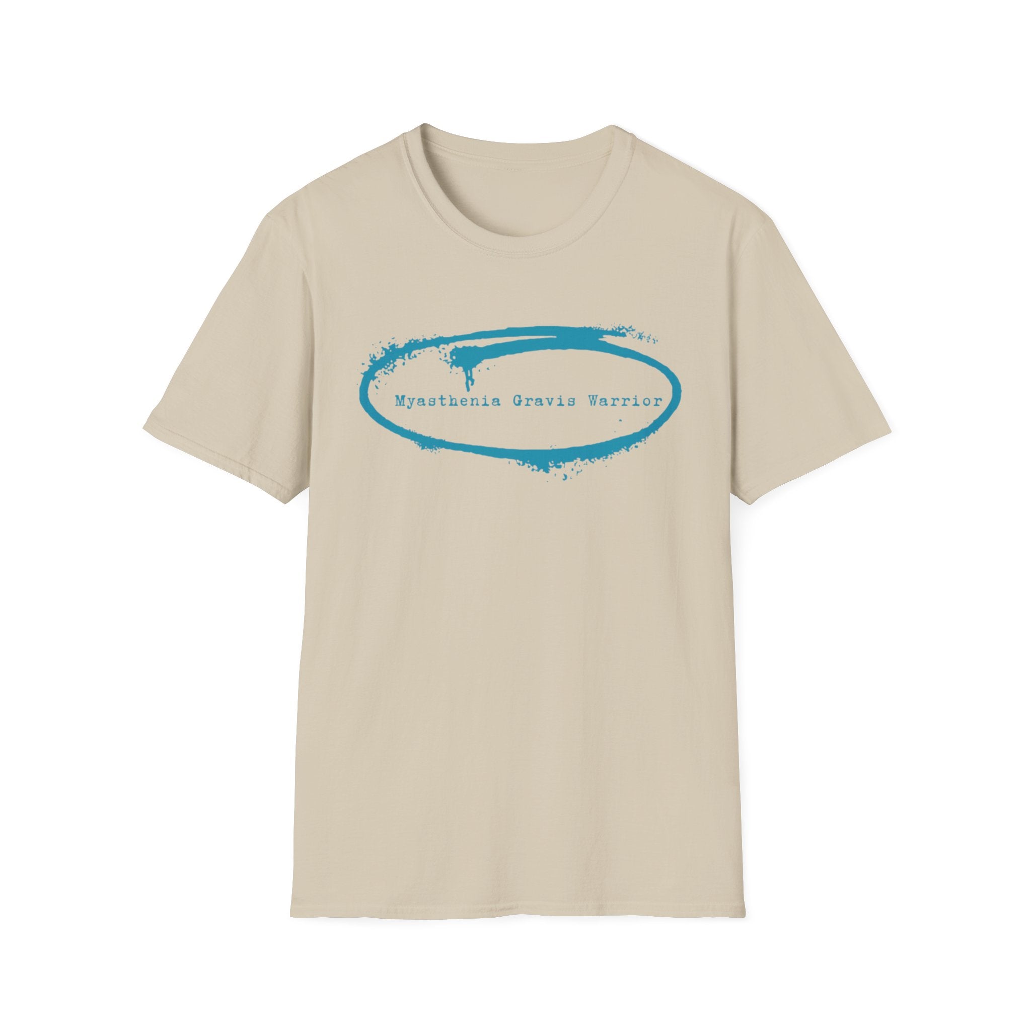 Myasthenia Gravis Warrior T-Shirt — Retro Blue Brushstroke Graphic Tee