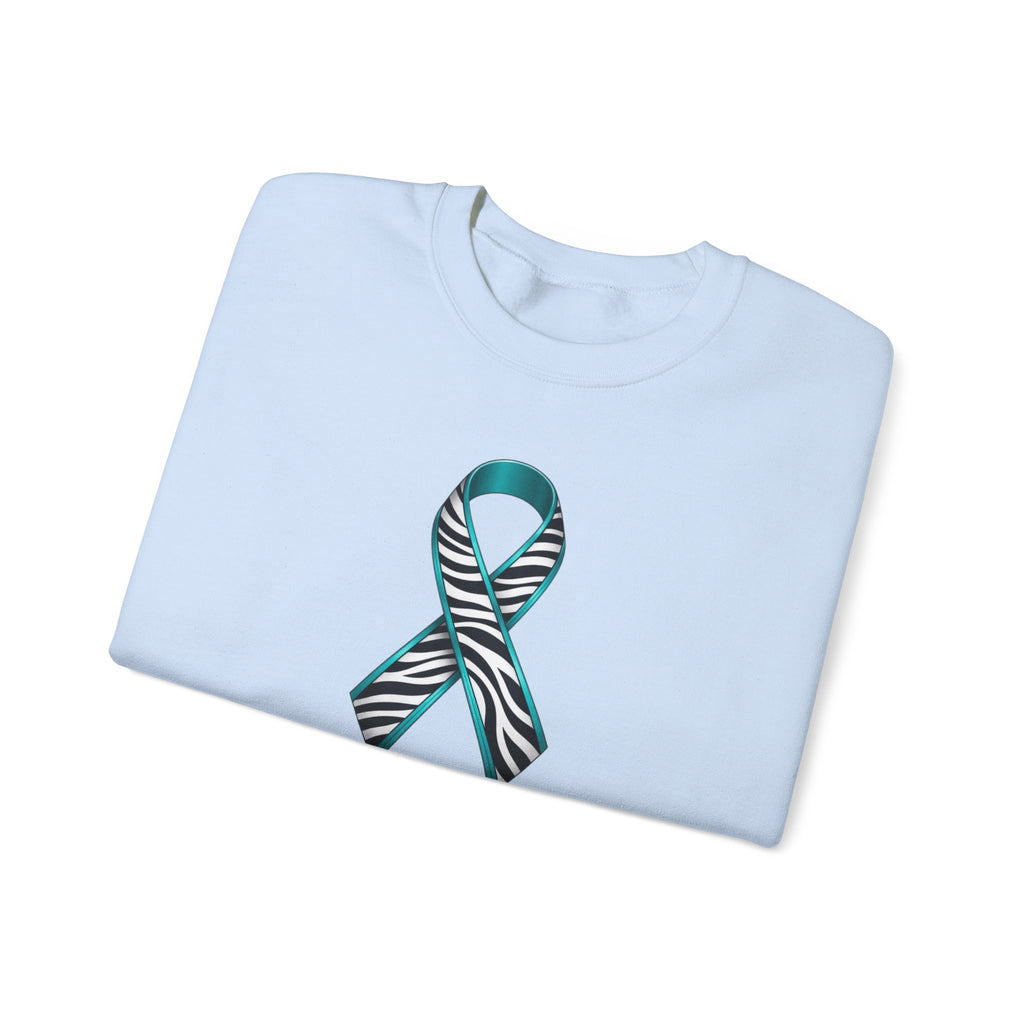 Awareness Ribbon Sweatshirt - "Together We Fight" Teal Zebra Support Crewneck
