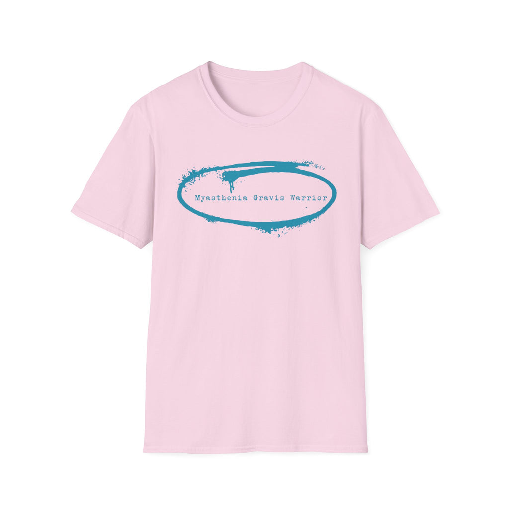 Myasthenia Gravis Warrior T-Shirt — Retro Blue Brushstroke Graphic Tee