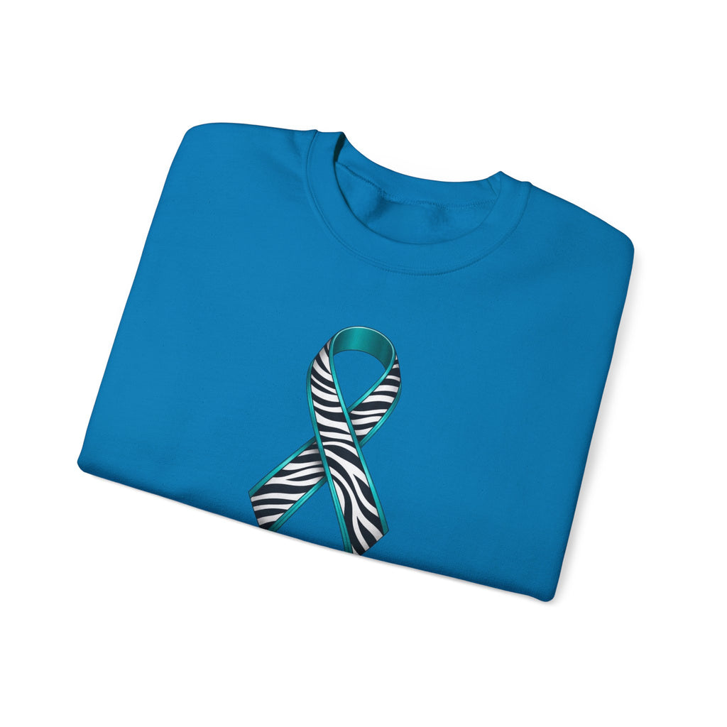 Awareness Ribbon Sweatshirt - "Together We Fight" Teal Zebra Support Crewneck