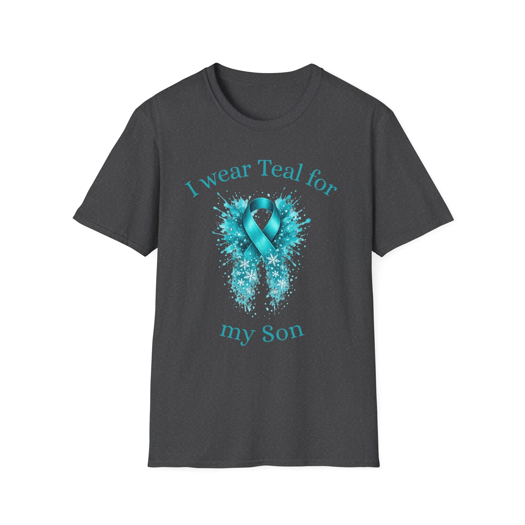 Myasthenia Gravis Awareness Ribbon T-Shirt — "I Wear Teal for My Son" Support Tee