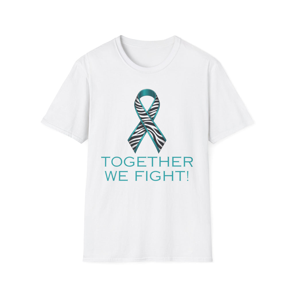 Rare Disease Awareness T-Shirt — Teal Zebra Ribbon "Together We Fight!"