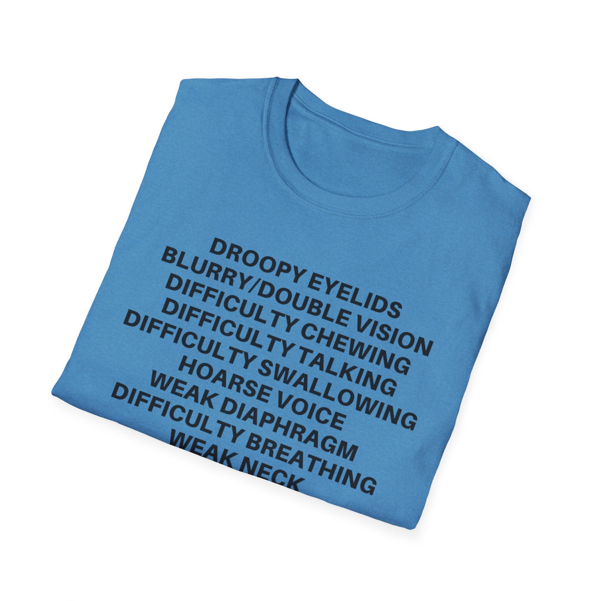 Myasthenia Gravis Awareness T-Shirt — Symptoms List Tee