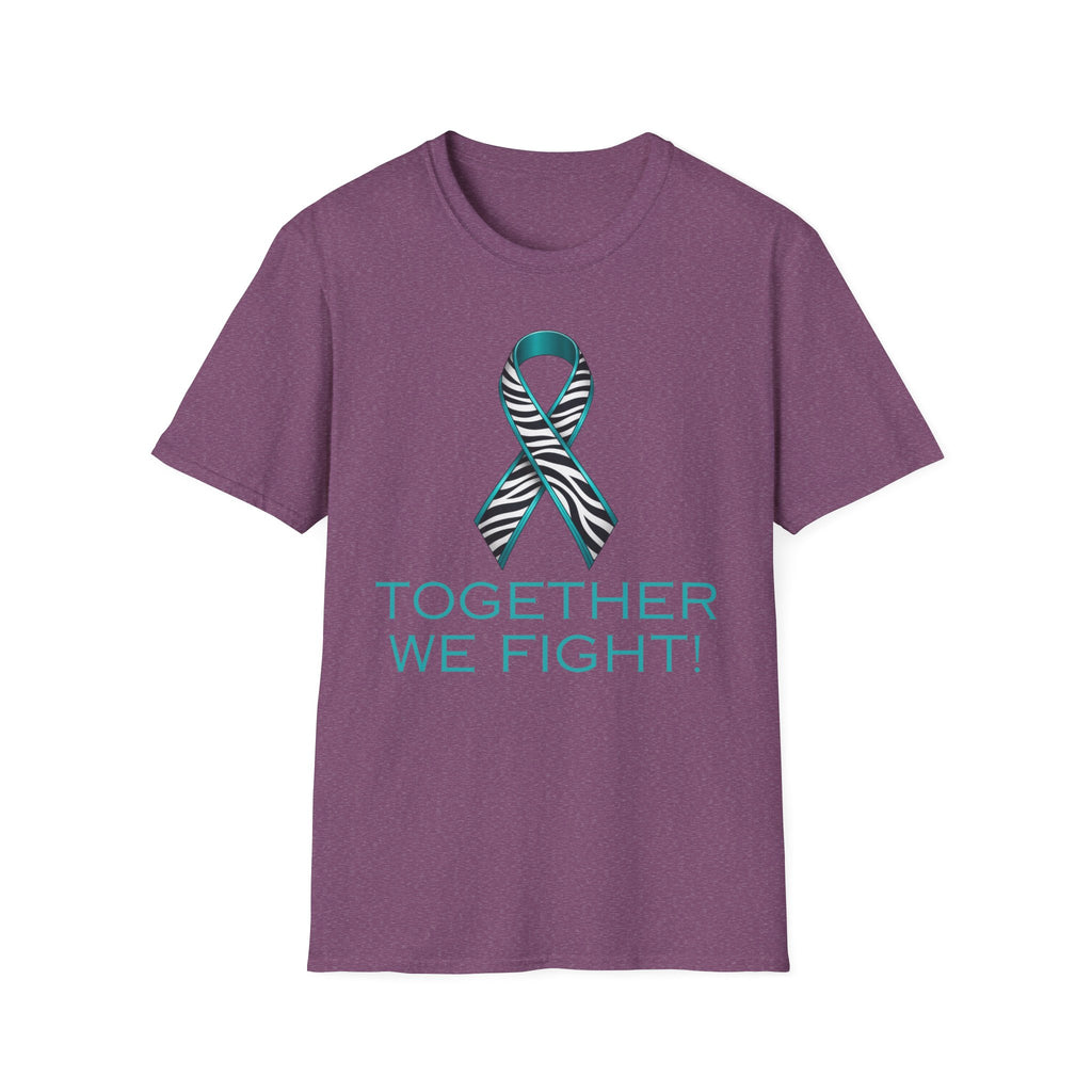 Rare Disease Awareness T-Shirt — Teal Zebra Ribbon "Together We Fight!"