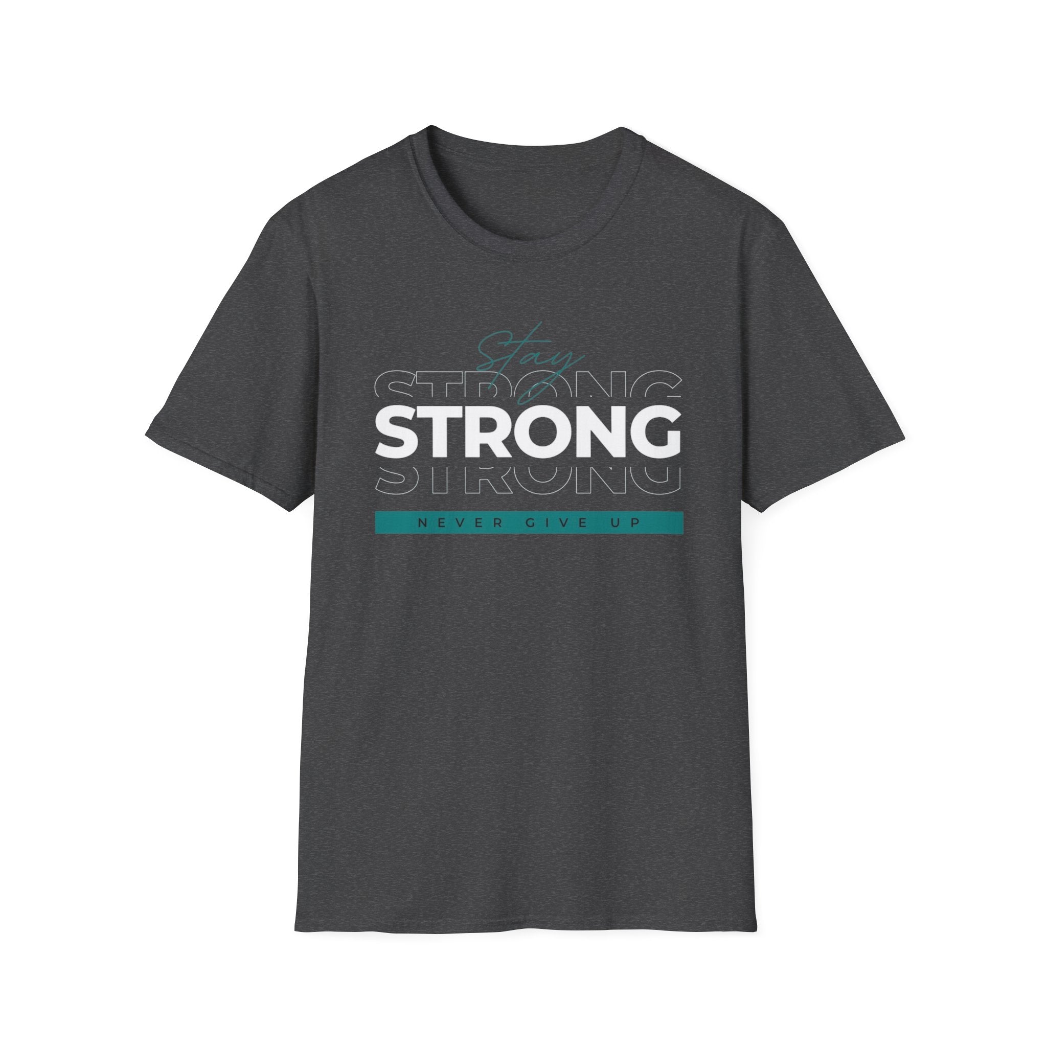 Strong "Never Give Up" T-Shirt — Motivational Fitness Tee