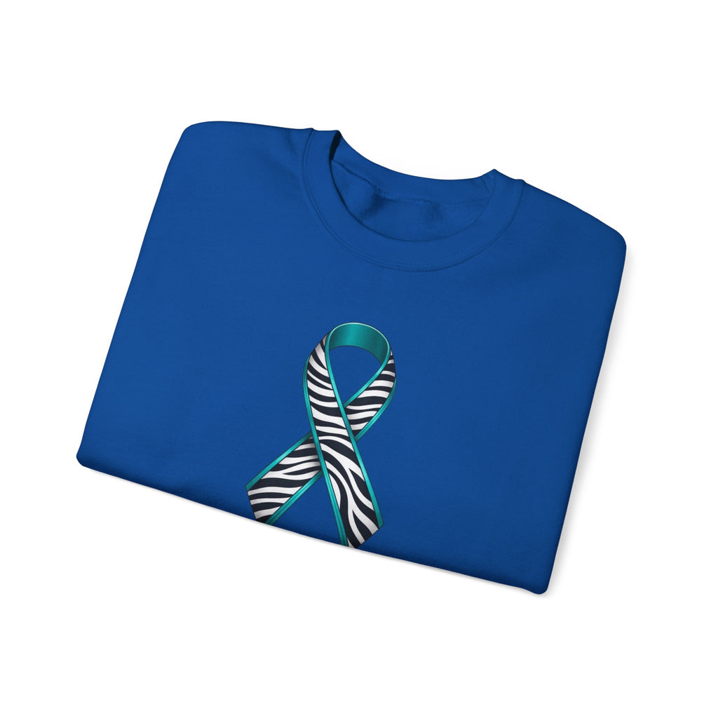Awareness Ribbon Sweatshirt - "Together We Fight" Teal Zebra Support Crewneck