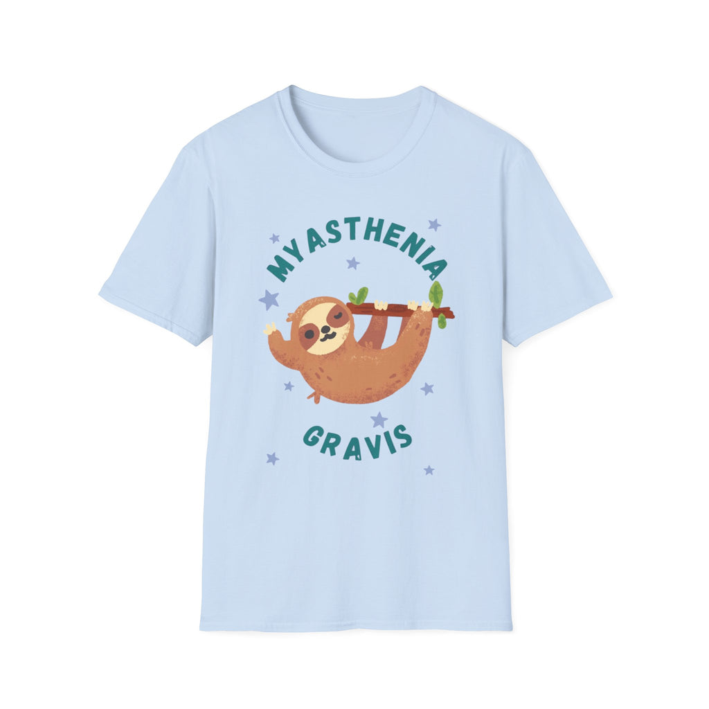 Myasthenia Gravis Sloth T-Shirt — Cute Awareness Tee for Support & Fundraising