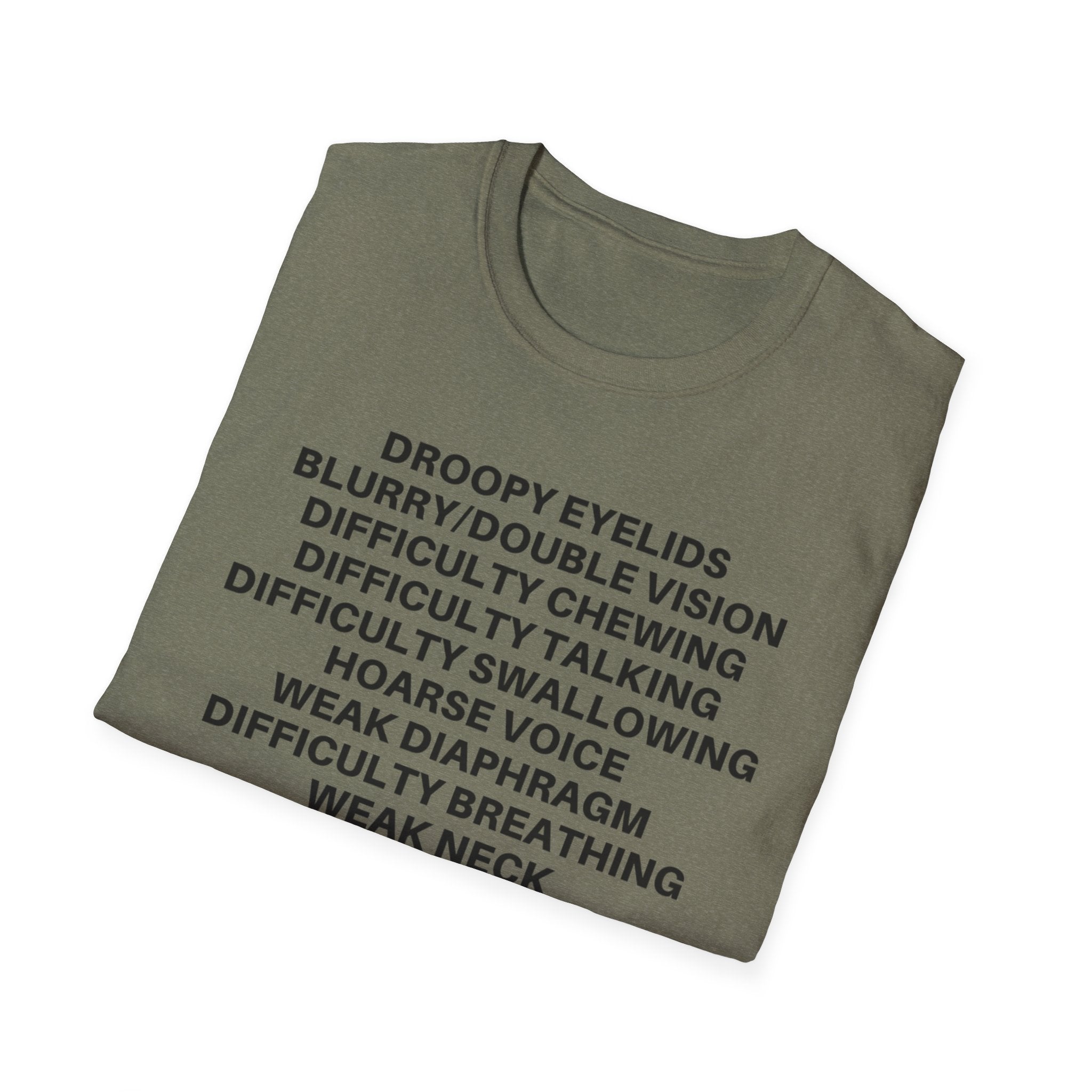 Myasthenia Gravis Awareness T-Shirt — Symptoms List Tee