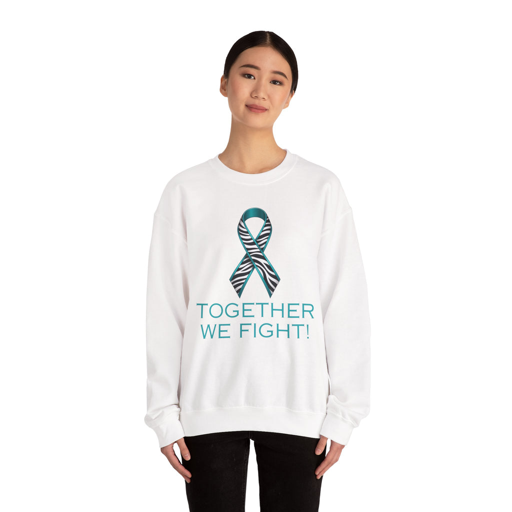 Awareness Ribbon Sweatshirt - "Together We Fight" Teal Zebra Support Crewneck