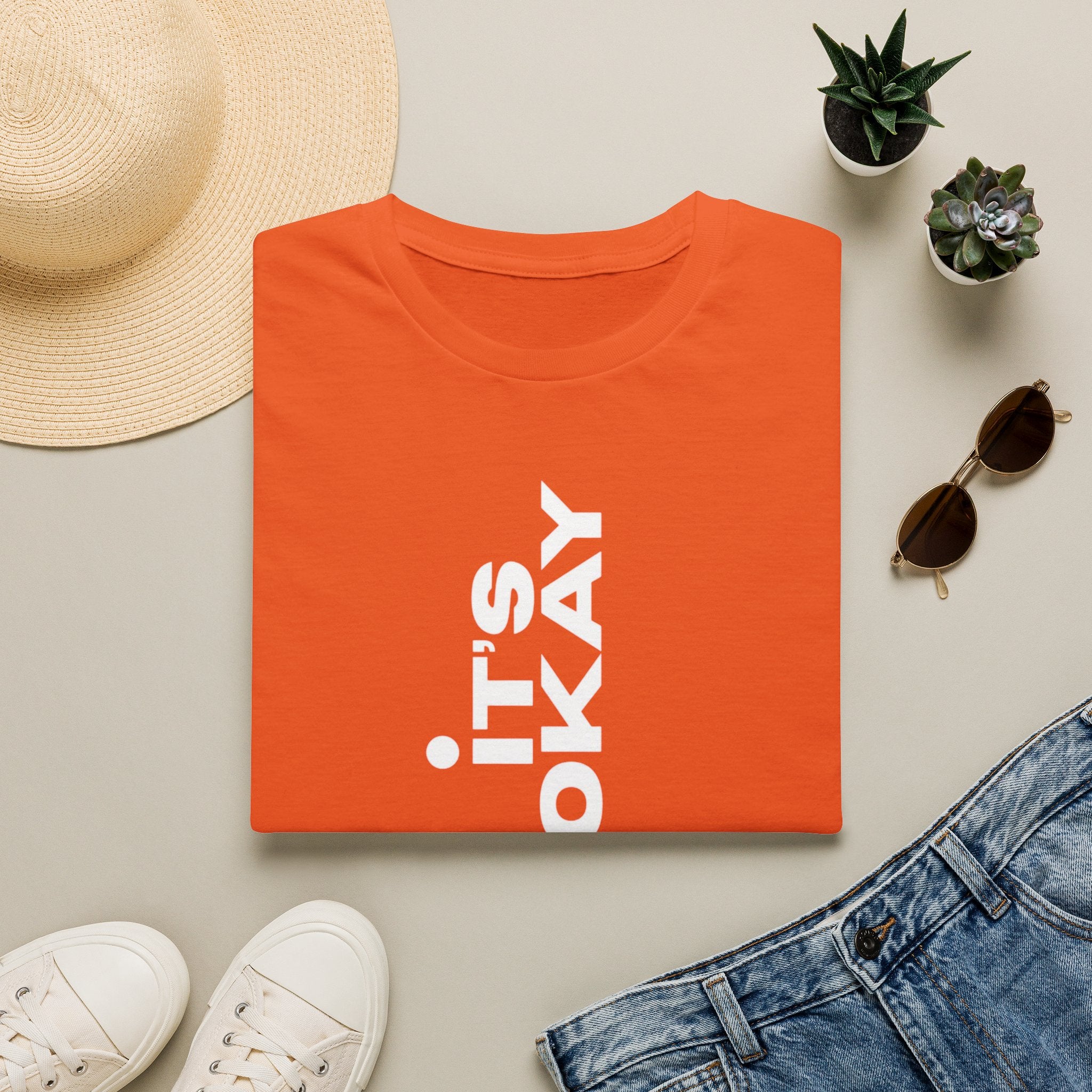 It's Okay Vertical Graphic Tee — Mental Health Awareness T-Shirt