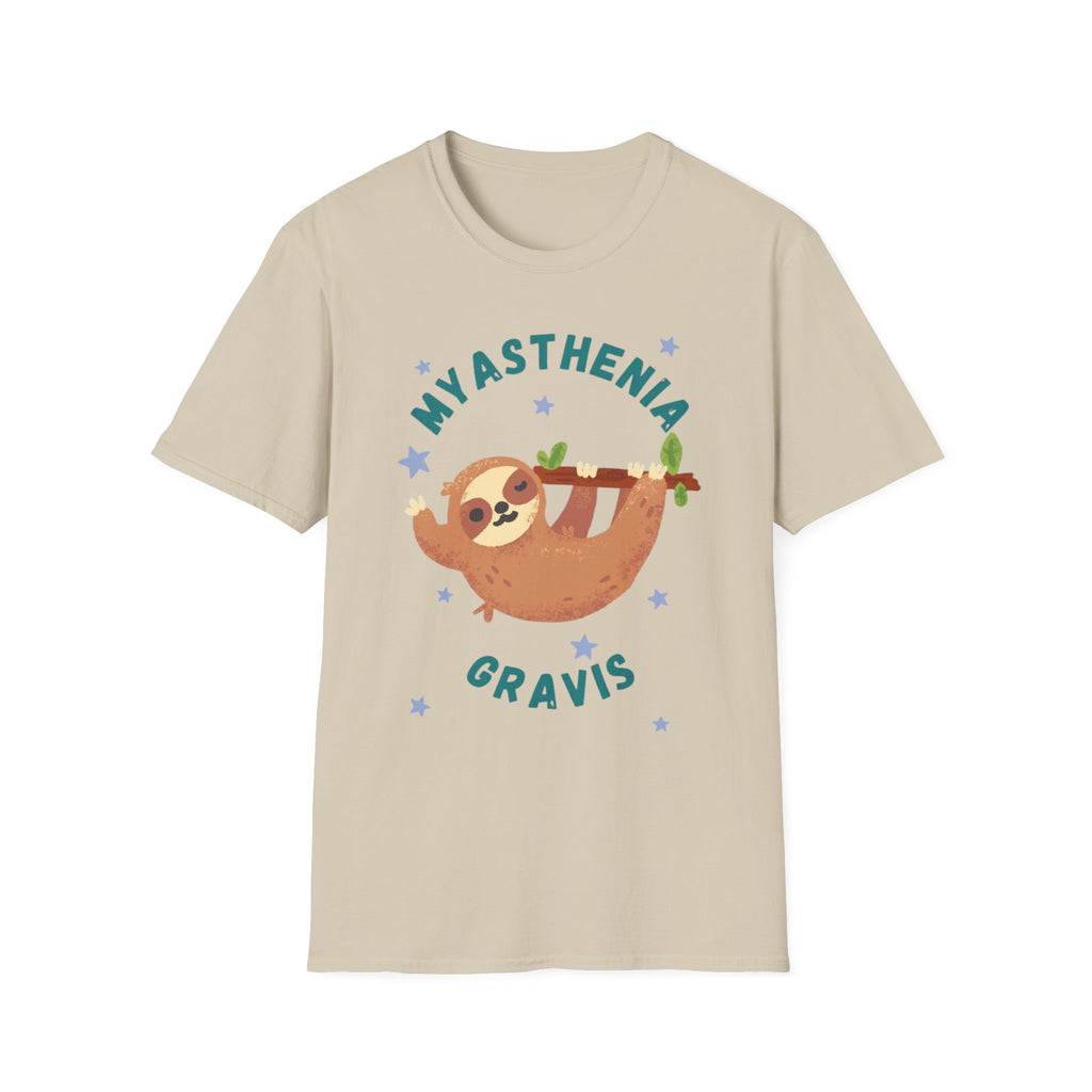 Myasthenia Gravis Sloth T-Shirt — Cute Awareness Tee for Support & Fundraising