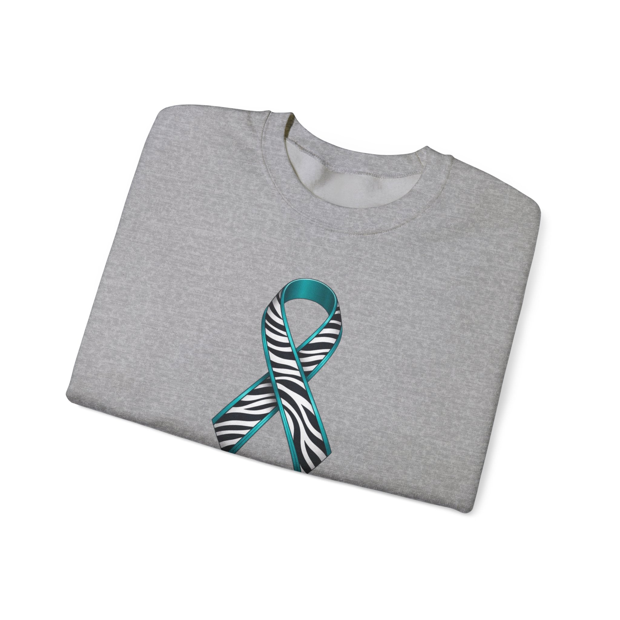 Awareness Ribbon Sweatshirt - "Together We Fight" Teal Zebra Support Crewneck