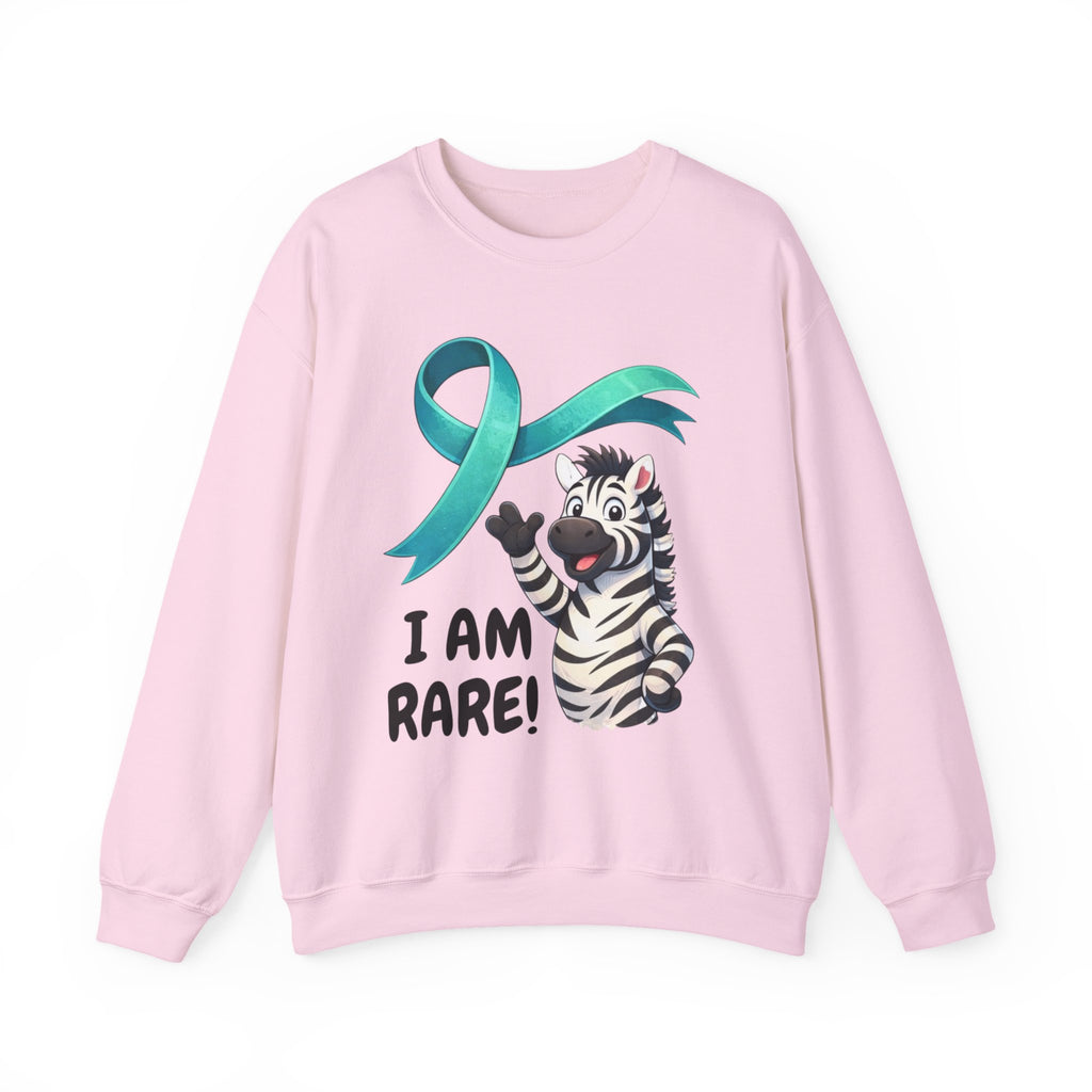 Rare Zebra Awareness Sweatshirt — "I Am Rare" Teal Ribbon Crewneck