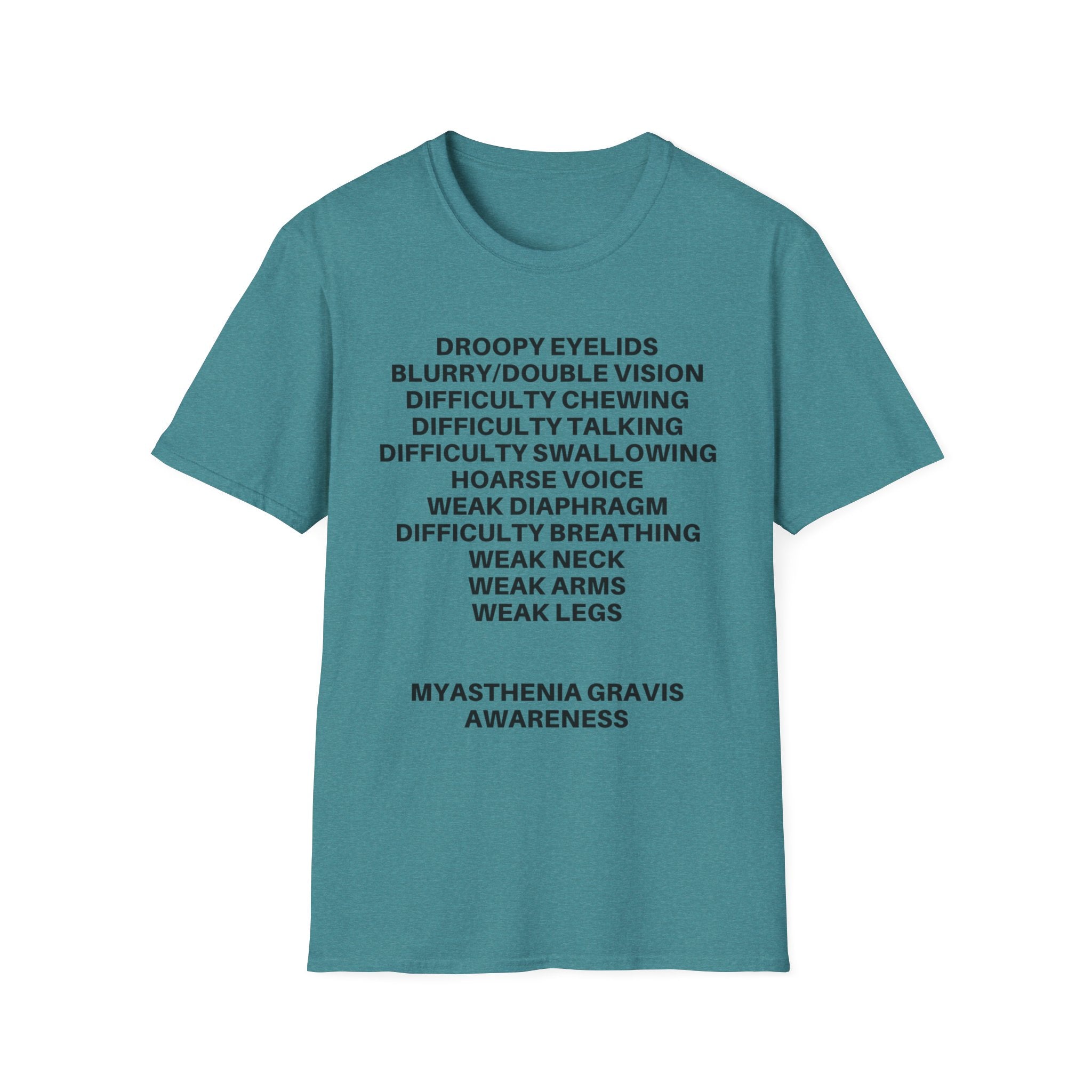 Myasthenia Gravis Awareness T-Shirt — Symptoms List Tee