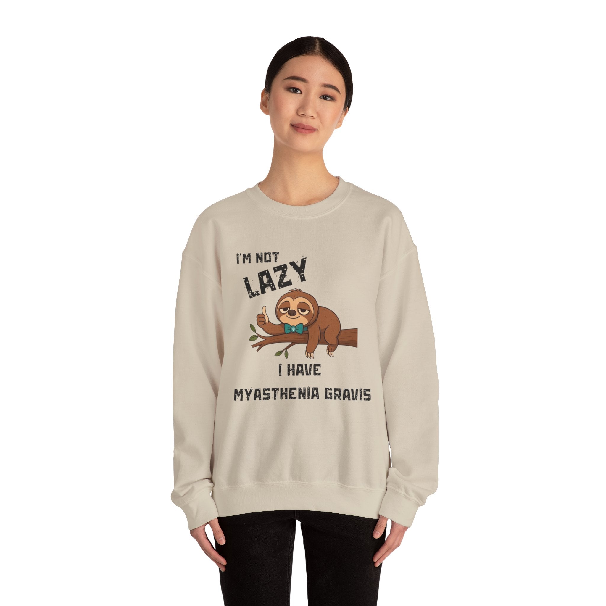 Myasthenia Gravis Awareness Sweatshirt - "I'm Not Lazy" Sloth Support Crewneck