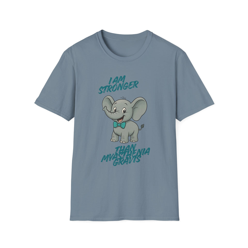 Elephant Strength T-Shirt — "I Am Stronger Than Myasthenia Gravis" Awareness Tee