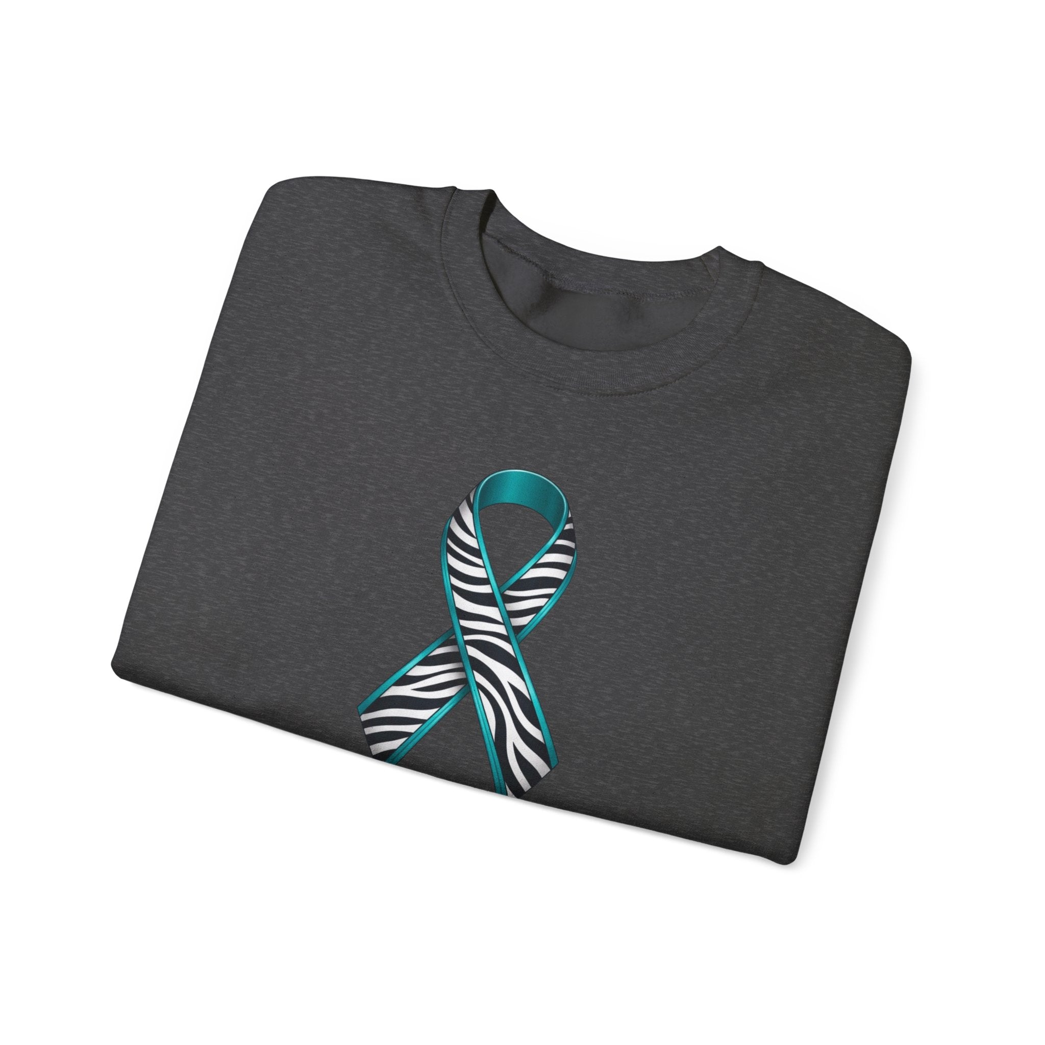 Awareness Ribbon Sweatshirt - "Together We Fight" Teal Zebra Support Crewneck