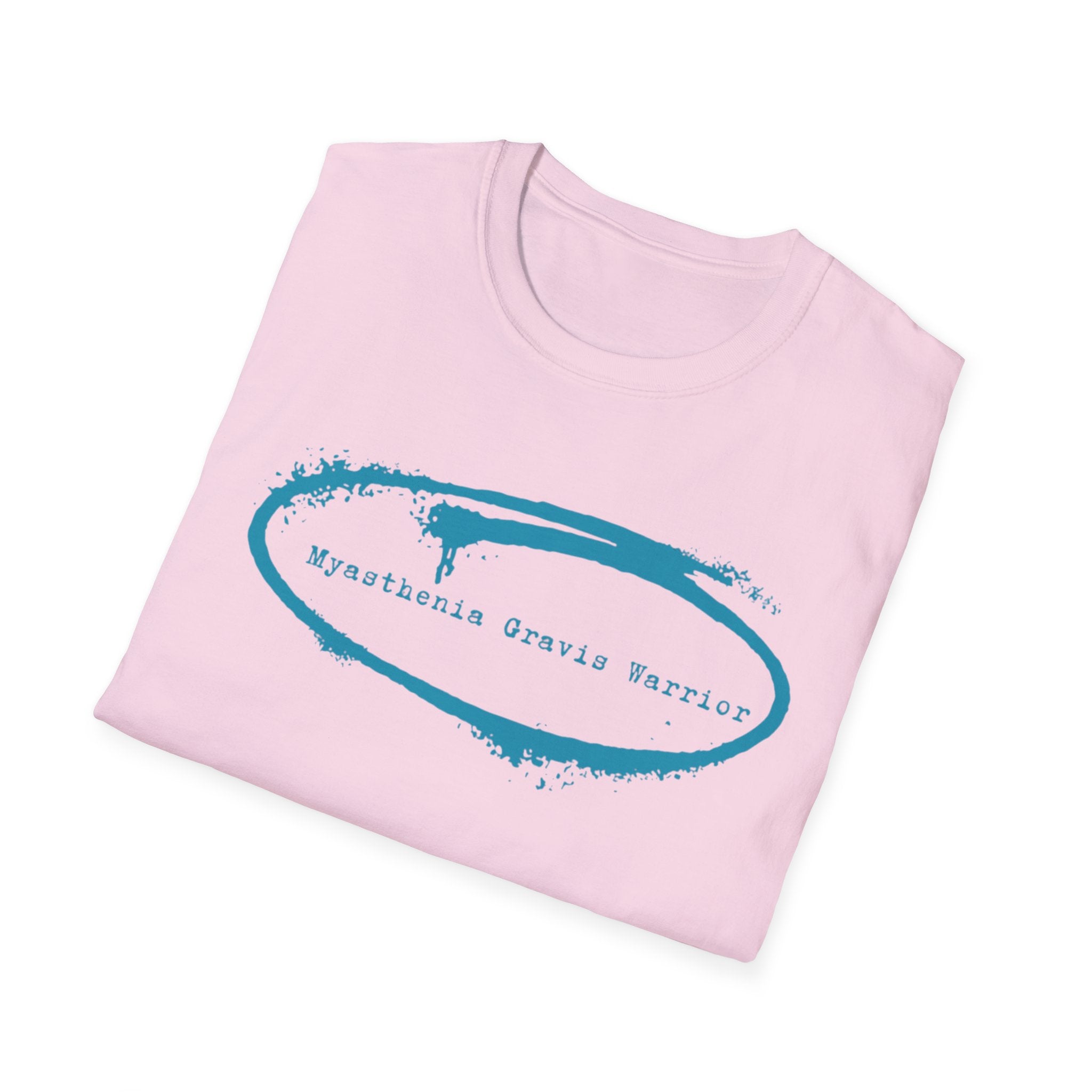 Myasthenia Gravis Warrior T-Shirt — Retro Blue Brushstroke Graphic Tee