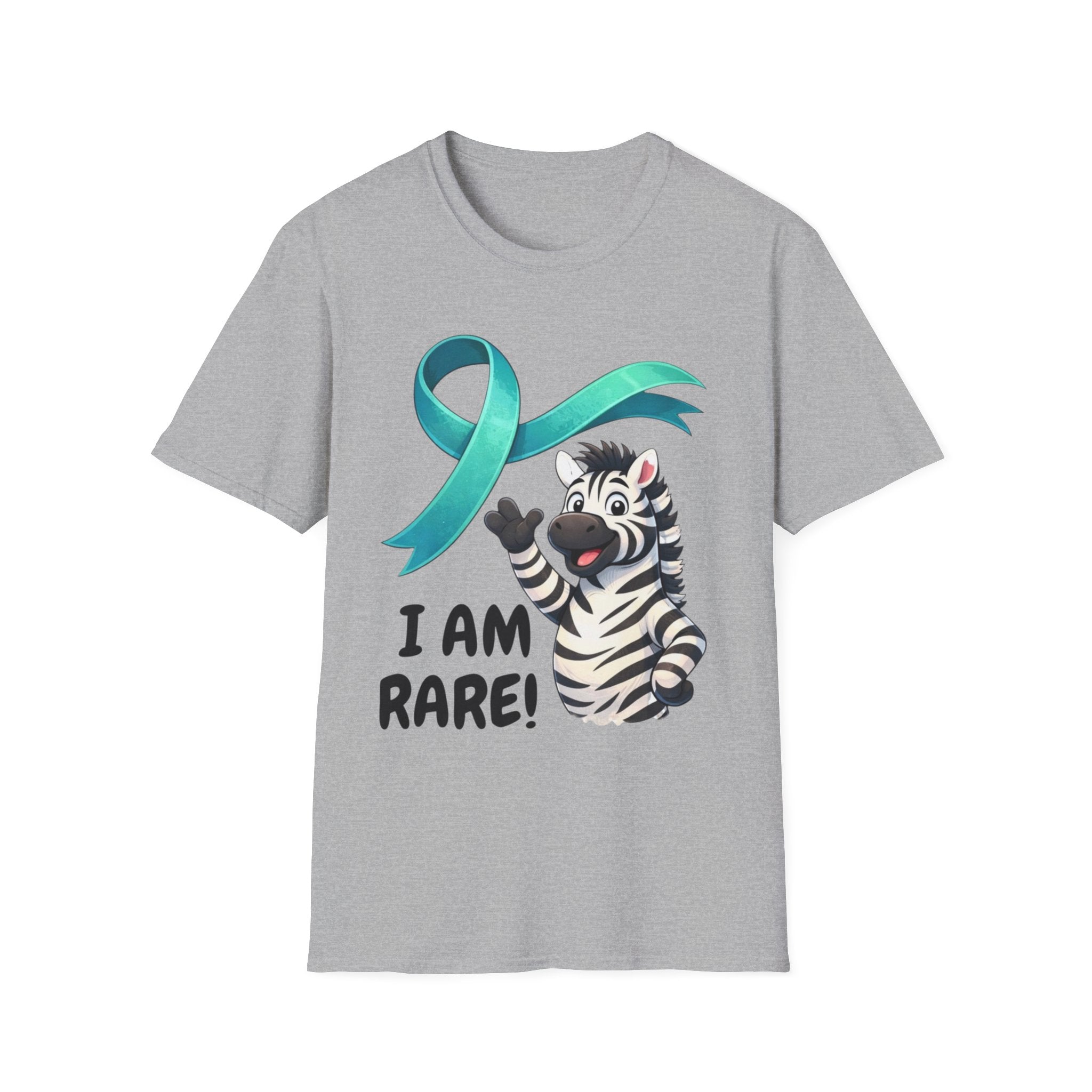 Rare Disease Awareness Zebra T-Shirt — "I Am Rare" Teal Ribbon Shirt