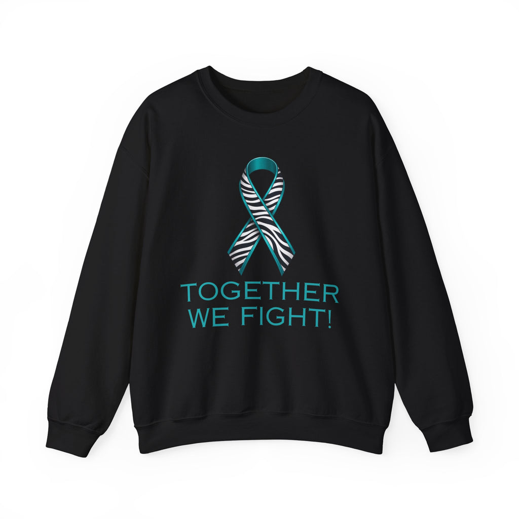 Awareness Ribbon Sweatshirt - "Together We Fight" Teal Zebra Support Crewneck