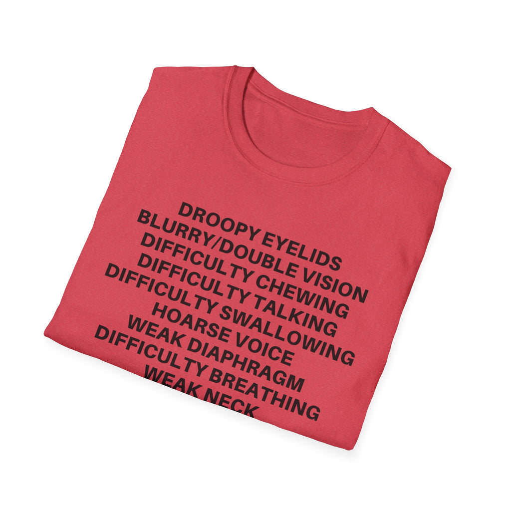 Myasthenia Gravis Awareness T-Shirt — Symptoms List Tee