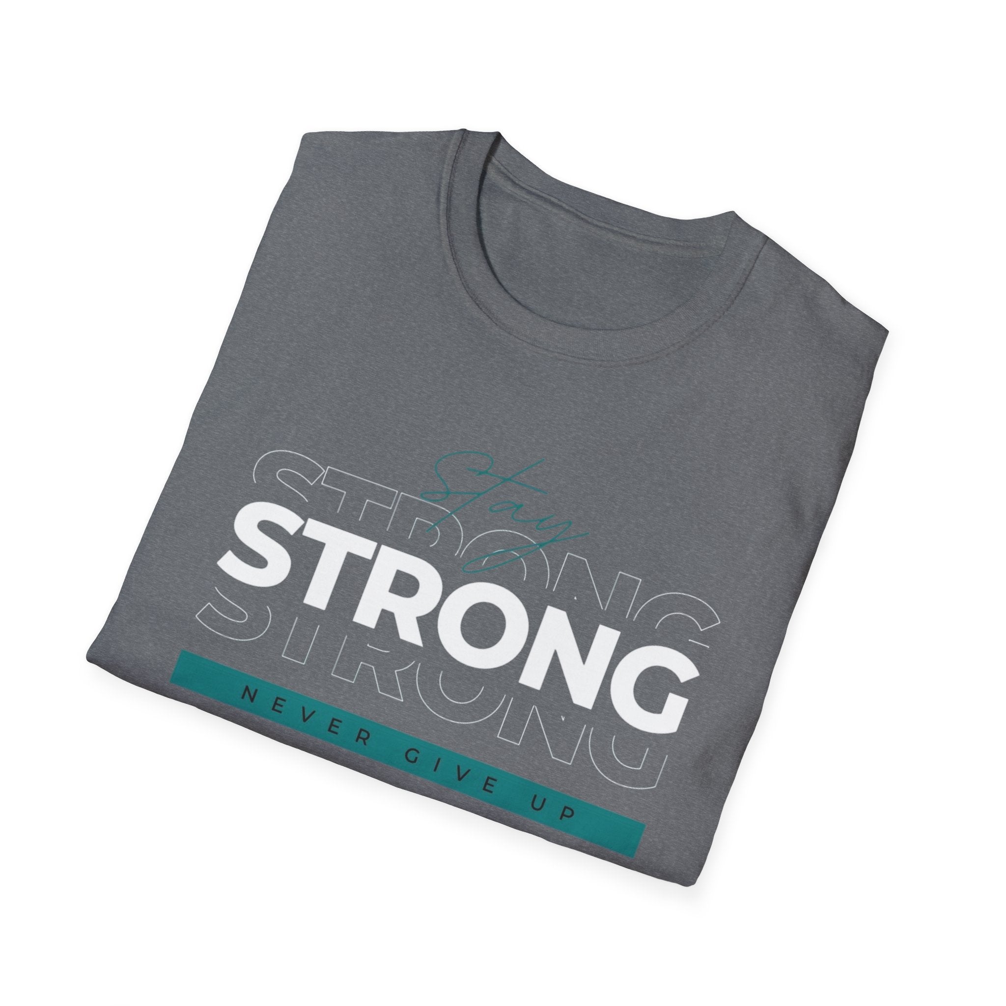 Strong "Never Give Up" T-Shirt — Motivational Fitness Tee