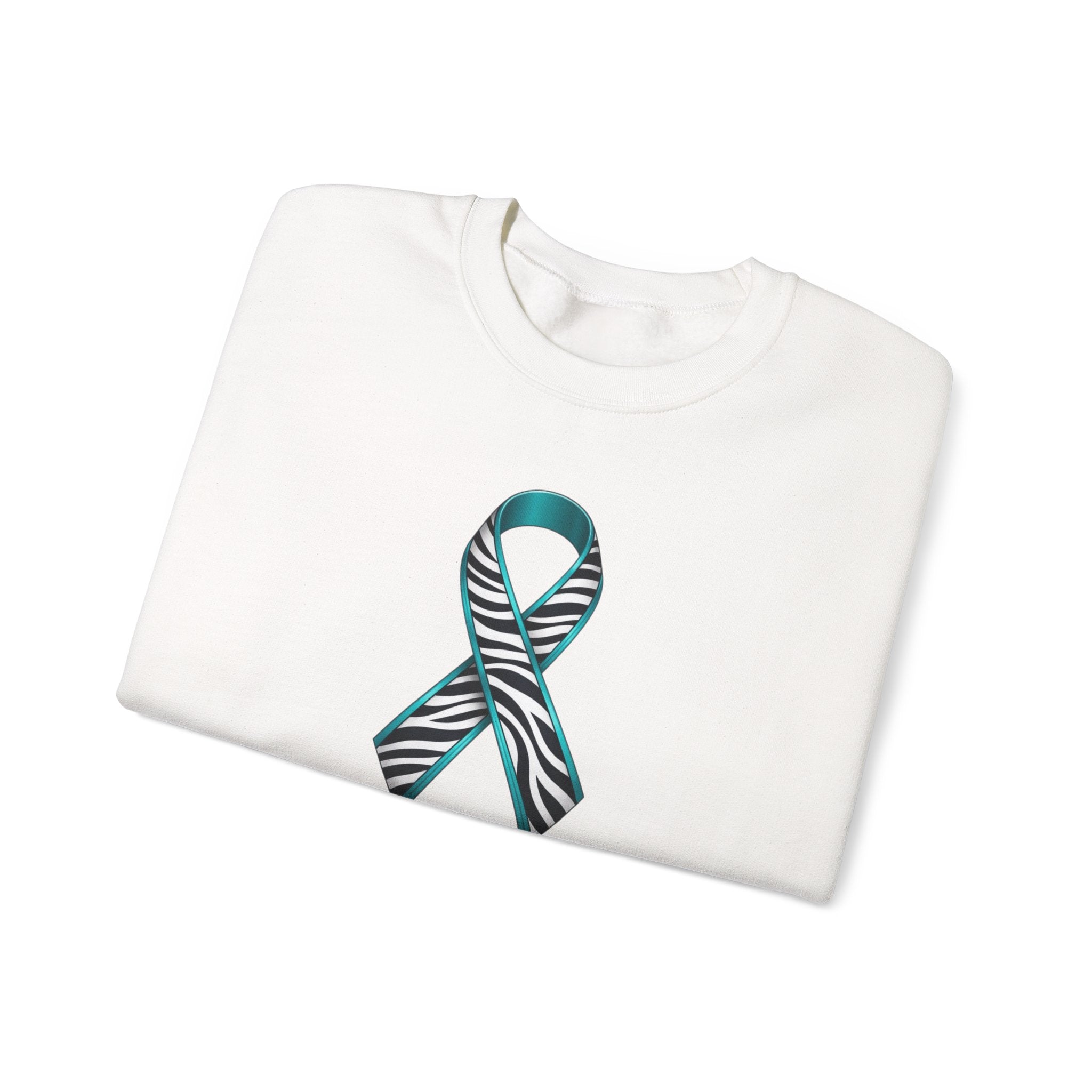 Awareness Ribbon Sweatshirt - "Together We Fight" Teal Zebra Support Crewneck