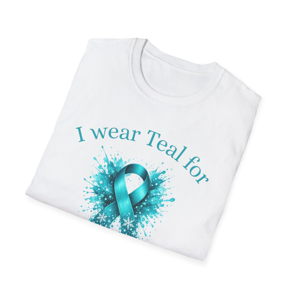Myasthenia Gravis Awareness Ribbon T-Shirt — "I Wear Teal for My Daughter" Support Tee