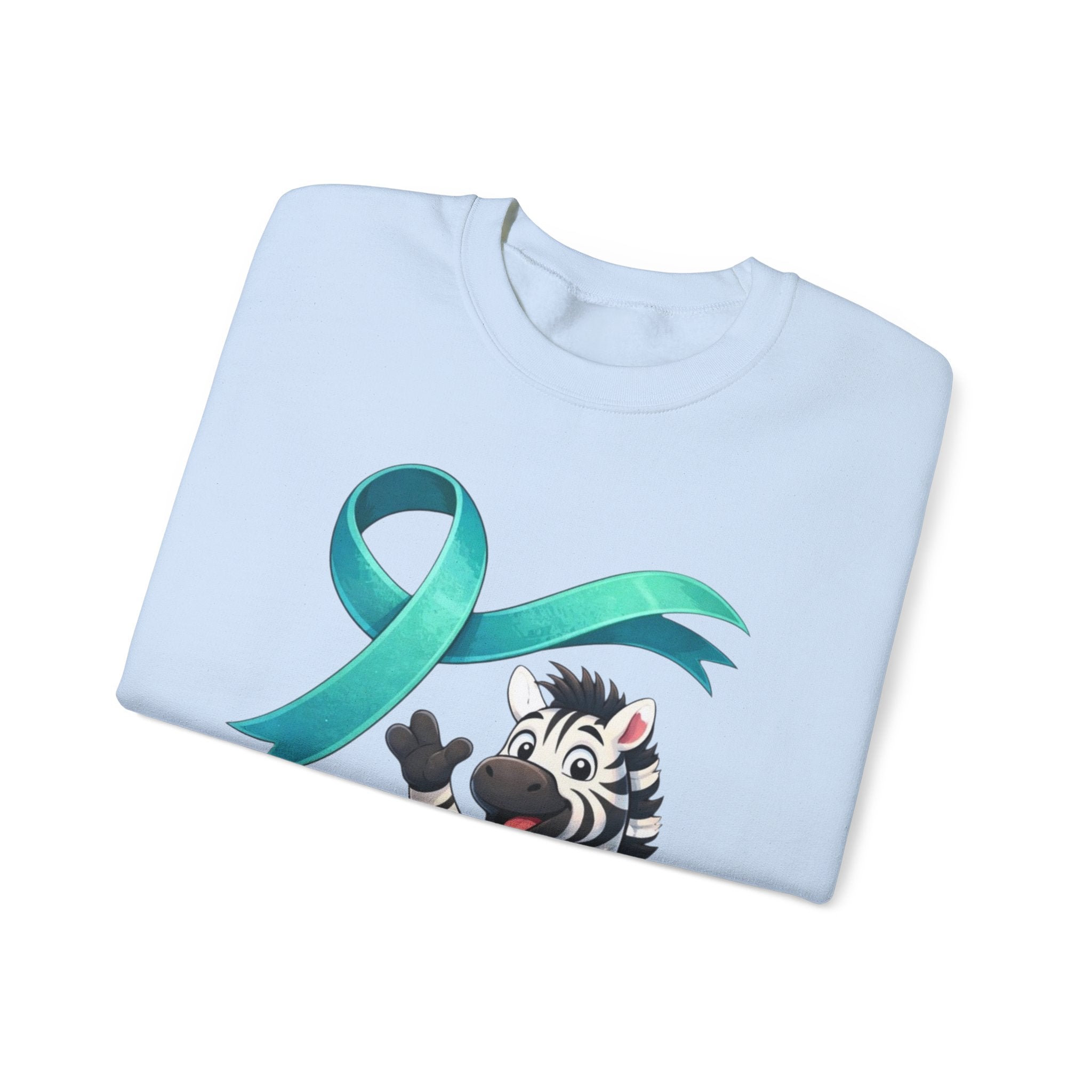 Rare Zebra Awareness Sweatshirt — "I Am Rare" Teal Ribbon Crewneck