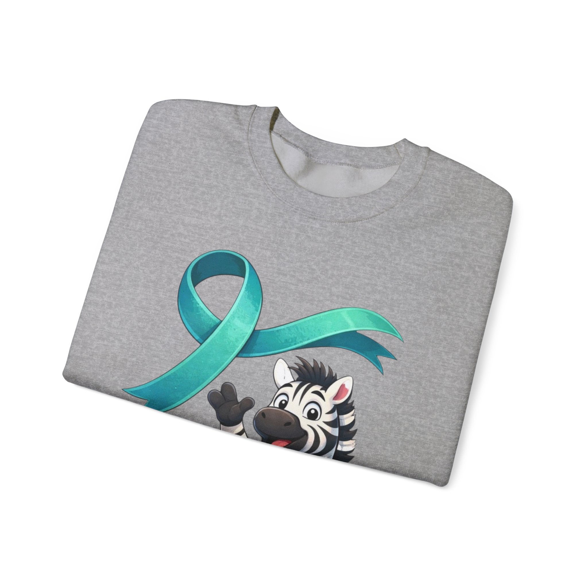 Rare Zebra Awareness Sweatshirt — "I Am Rare" Teal Ribbon Crewneck