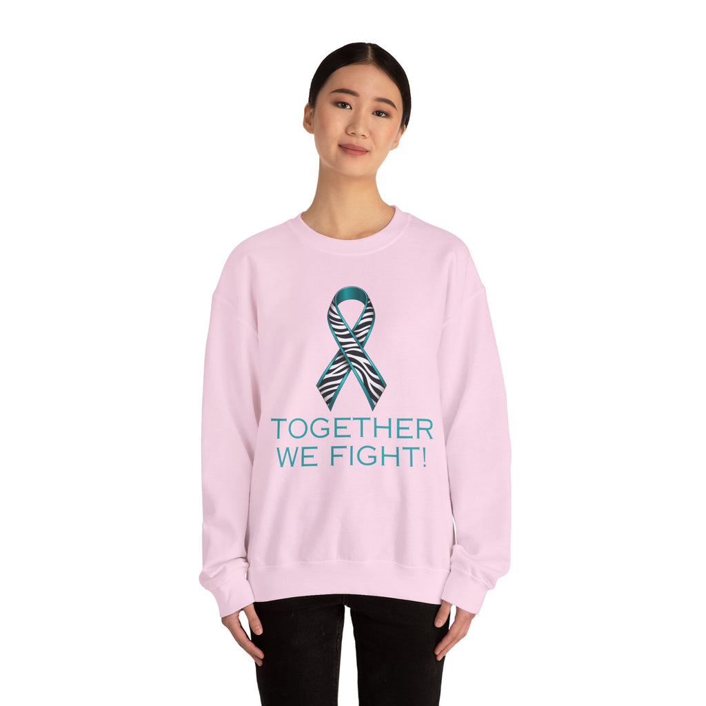 Awareness Ribbon Sweatshirt - "Together We Fight" Teal Zebra Support Crewneck