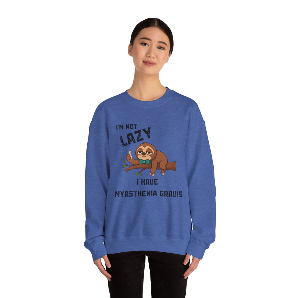 Myasthenia Gravis Awareness Sweatshirt - "I'm Not Lazy" Sloth Support Crewneck