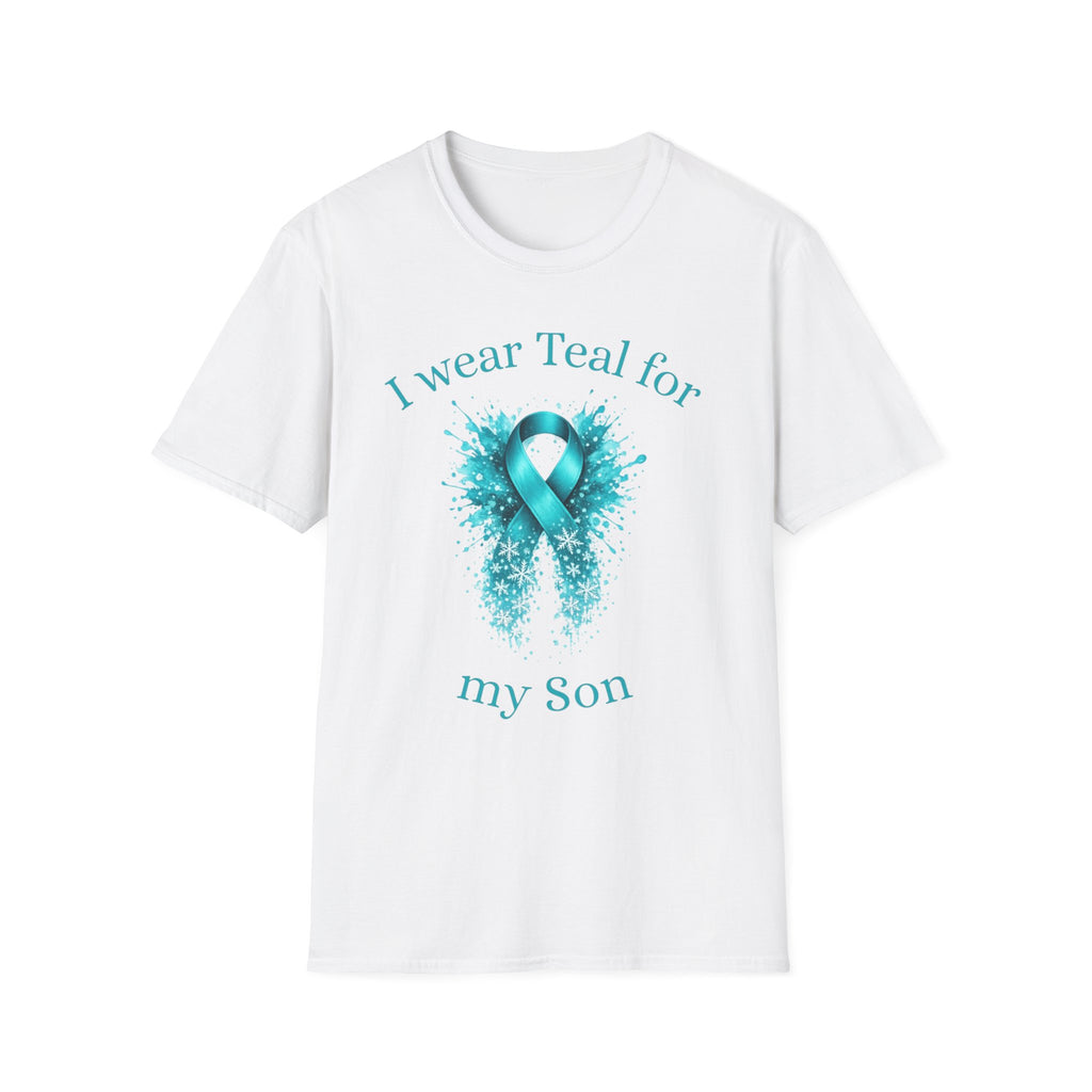 Myasthenia Gravis Awareness Ribbon T-Shirt — "I Wear Teal for My Son" Support Tee