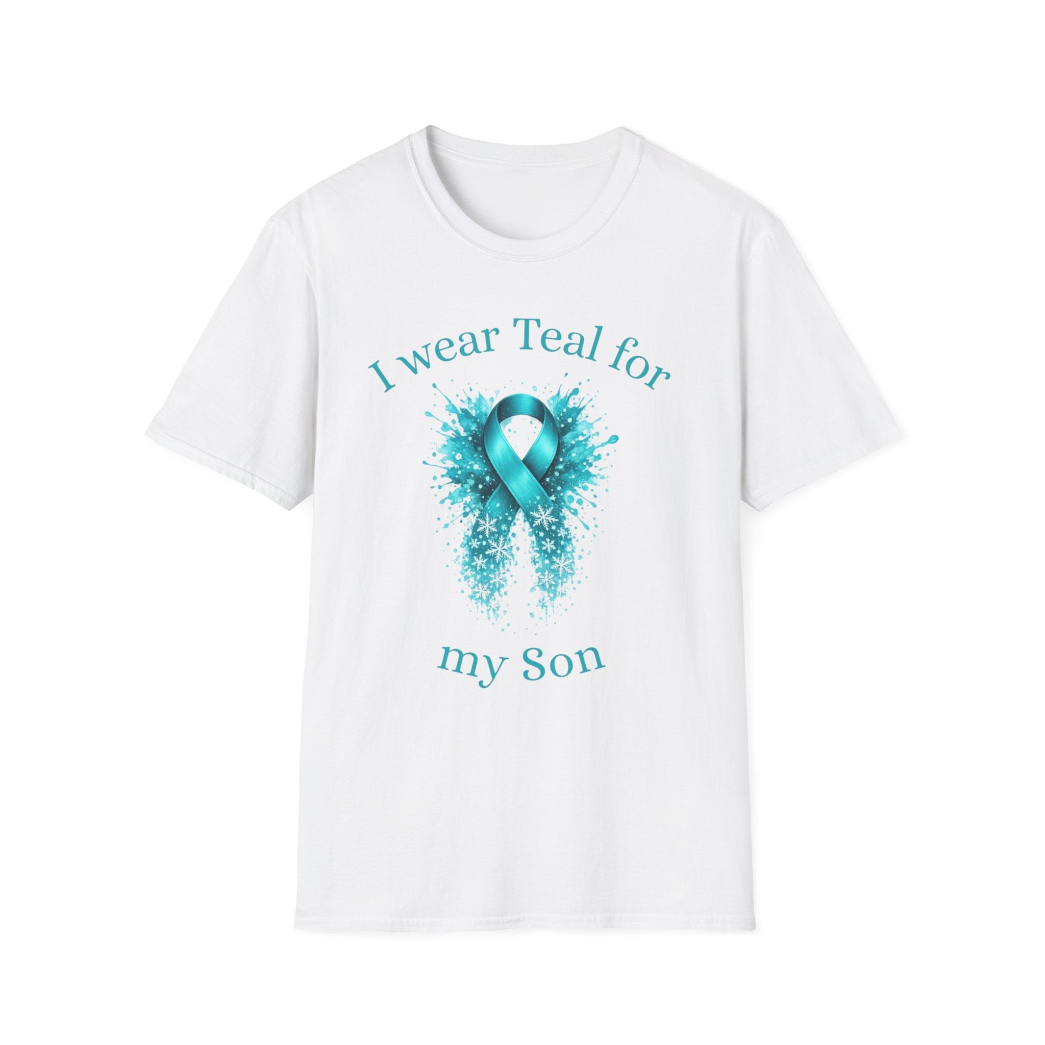 Myasthenia Gravis Awareness Ribbon T-Shirt — "I Wear Teal for My Son" Support Tee