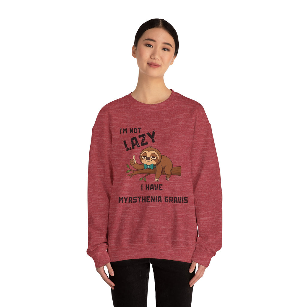 Myasthenia Gravis Awareness Sweatshirt - "I'm Not Lazy" Sloth Support Crewneck
