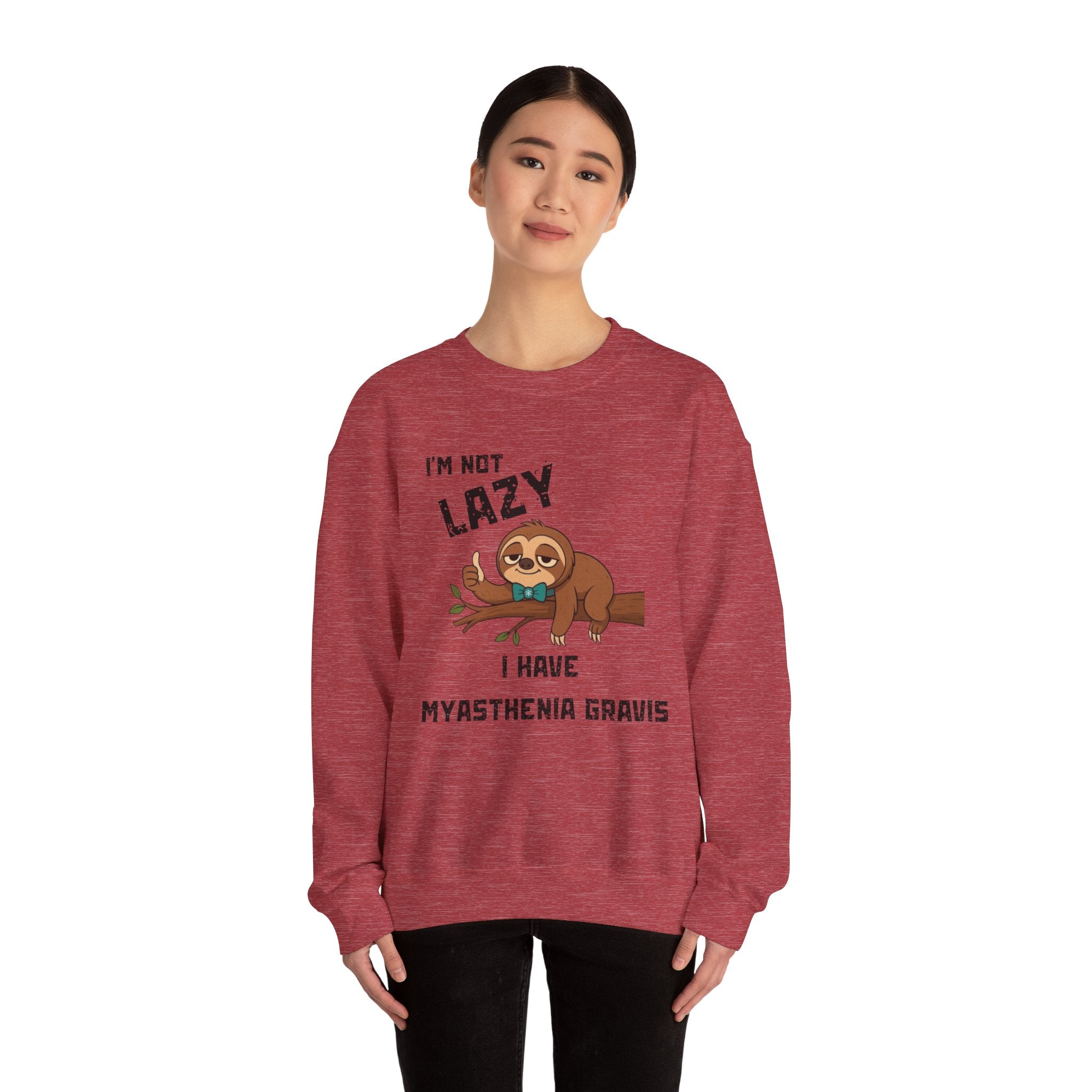 Myasthenia Gravis Awareness Sweatshirt - "I'm Not Lazy" Sloth Support Crewneck