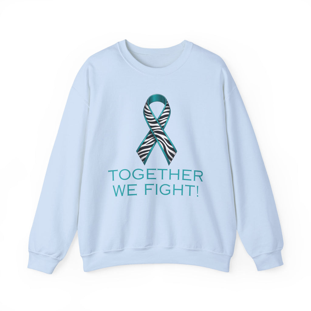 Awareness Ribbon Sweatshirt - "Together We Fight" Teal Zebra Support Crewneck