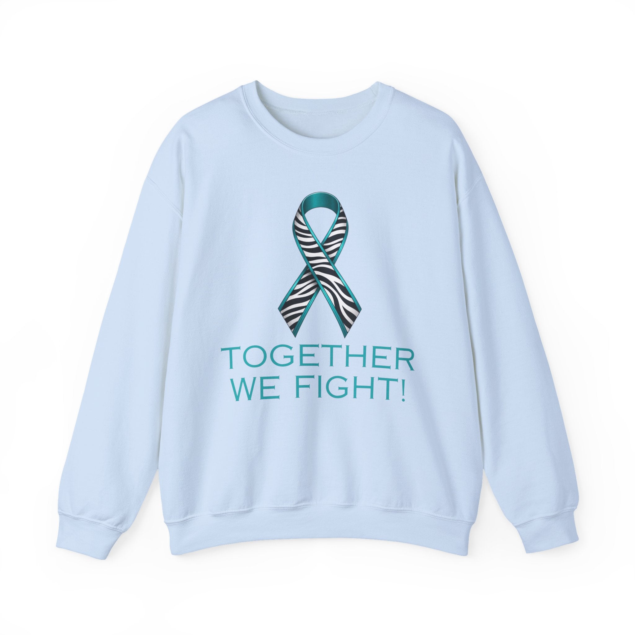 Awareness Ribbon Sweatshirt - "Together We Fight" Teal Zebra Support Crewneck