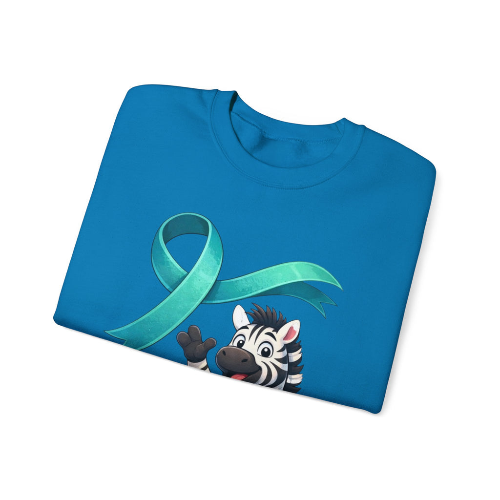 Rare Zebra Awareness Sweatshirt — "I Am Rare" Teal Ribbon Crewneck