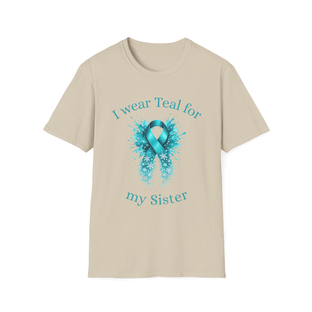 Myasthenia Gravis Awareness T-Shirt — "I Wear Teal for My Sister" Support Ribbon Tee