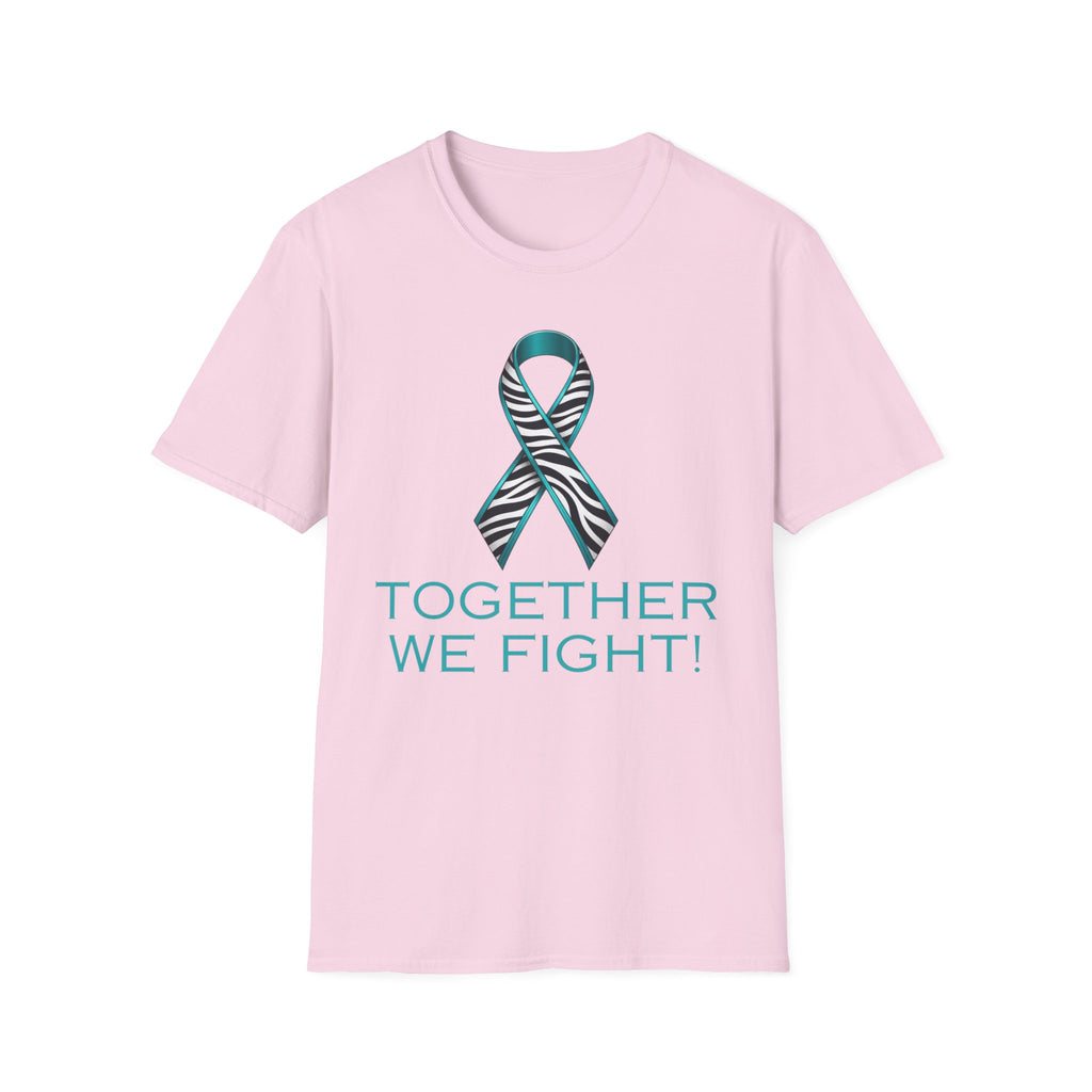 Rare Disease Awareness T-Shirt — Teal Zebra Ribbon "Together We Fight!"