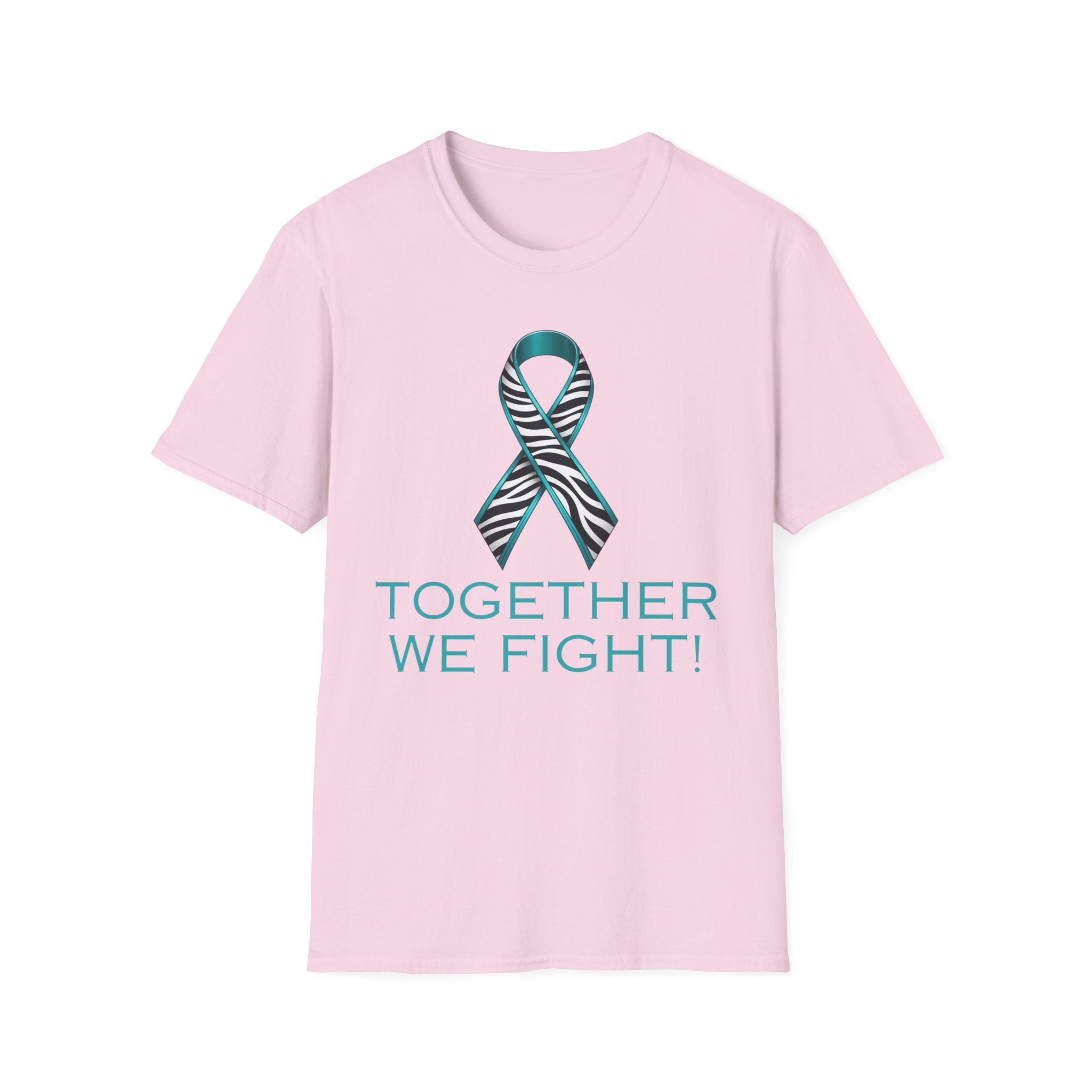 Rare Disease Awareness T-Shirt — Teal Zebra Ribbon "Together We Fight!"