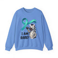 Rare Zebra Awareness Sweatshirt — "I Am Rare" Teal Ribbon Crewneck