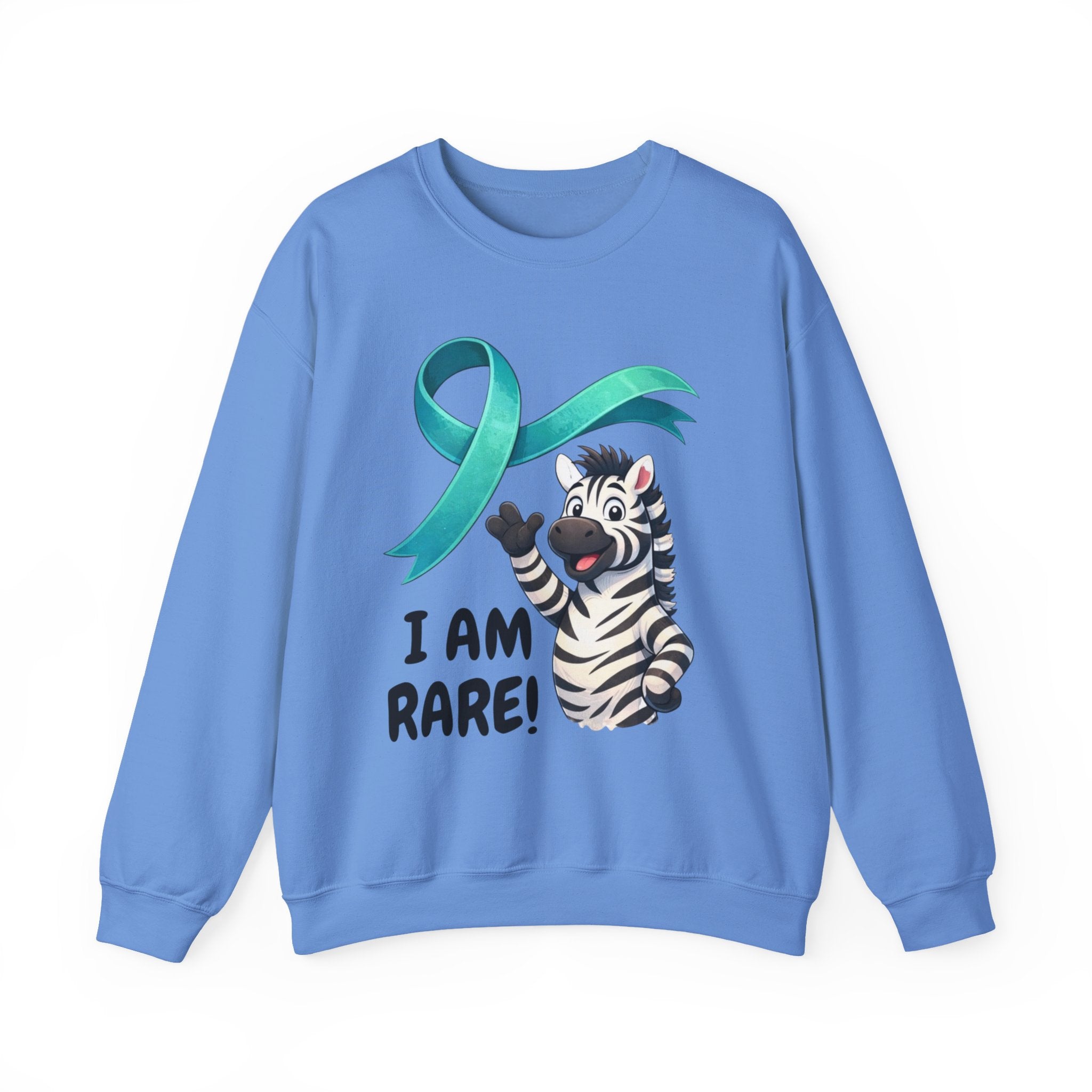 Rare Zebra Awareness Sweatshirt — "I Am Rare" Teal Ribbon Crewneck