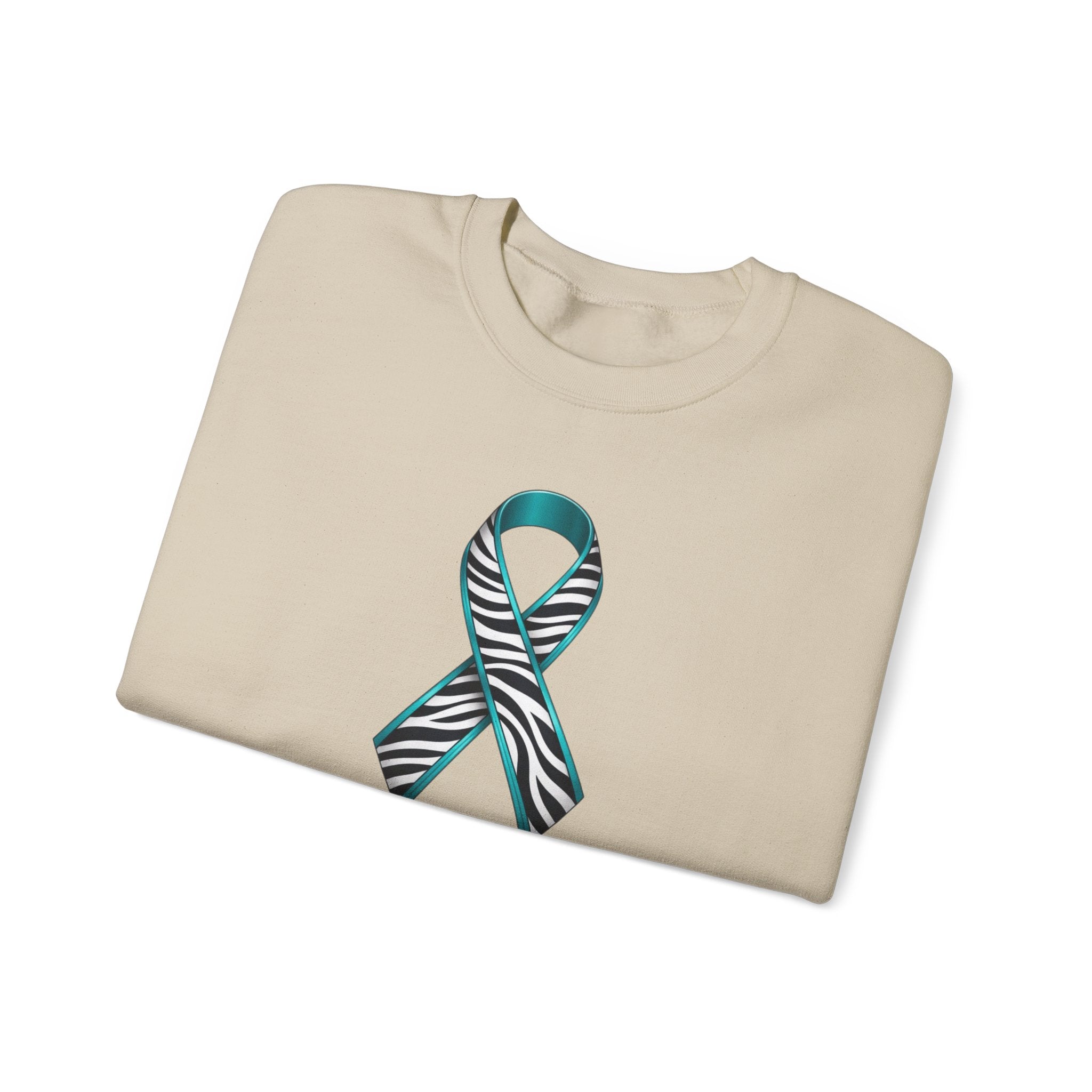 Awareness Ribbon Sweatshirt - "Together We Fight" Teal Zebra Support Crewneck