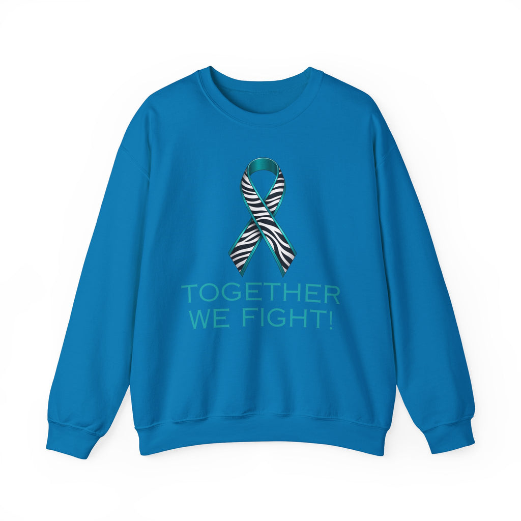 Awareness Ribbon Sweatshirt - "Together We Fight" Teal Zebra Support Crewneck