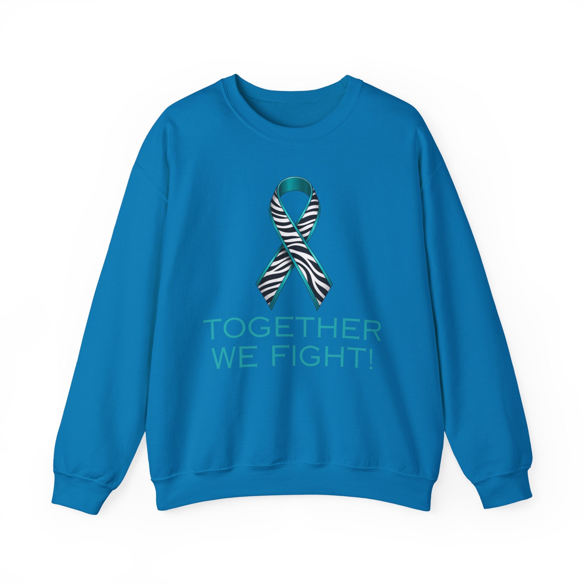 Awareness Ribbon Sweatshirt - "Together We Fight" Teal Zebra Support Crewneck