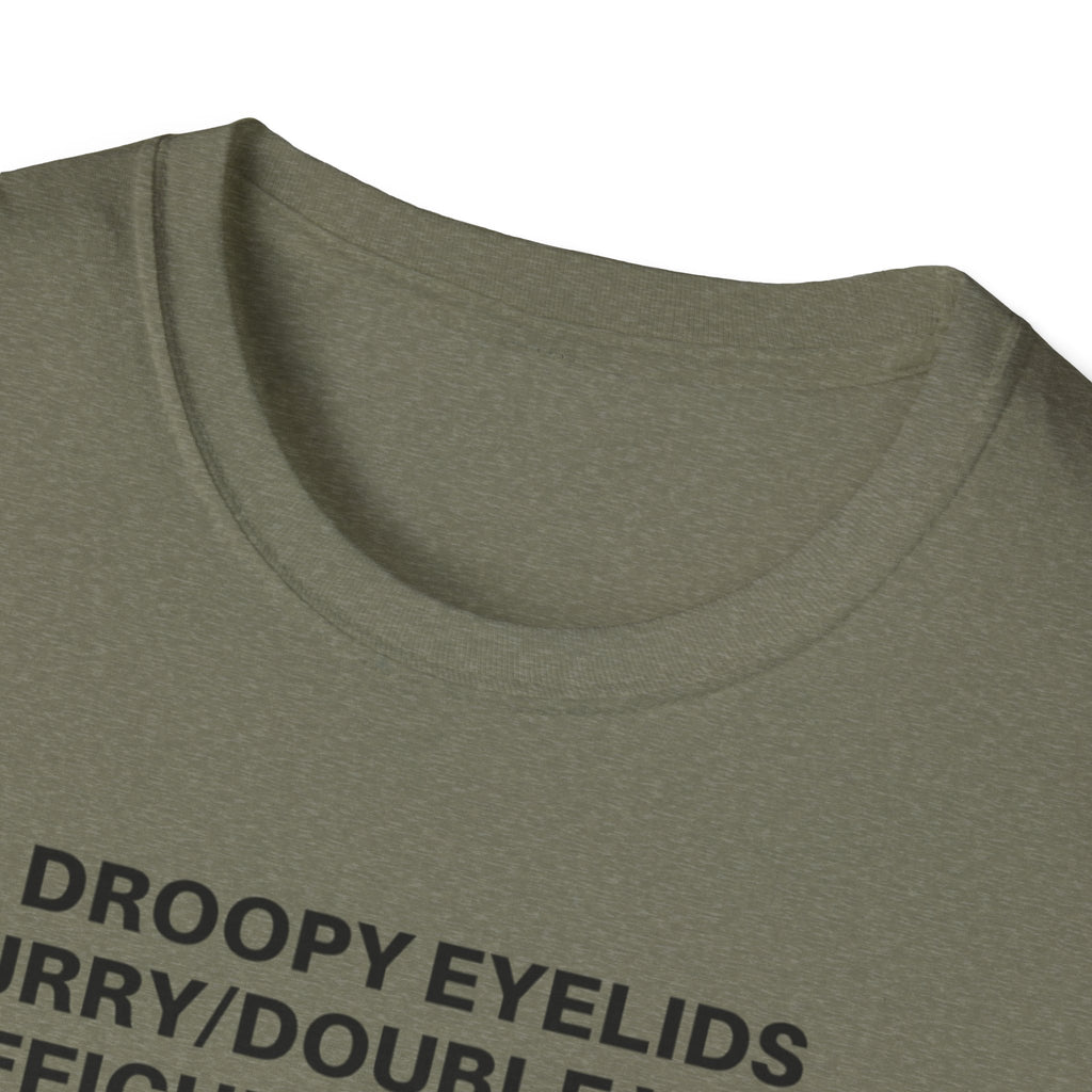 Myasthenia Gravis Awareness T-Shirt — Symptoms List Tee