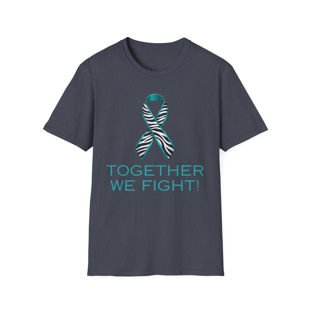 Rare Disease Awareness T-Shirt — Teal Zebra Ribbon "Together We Fight!"